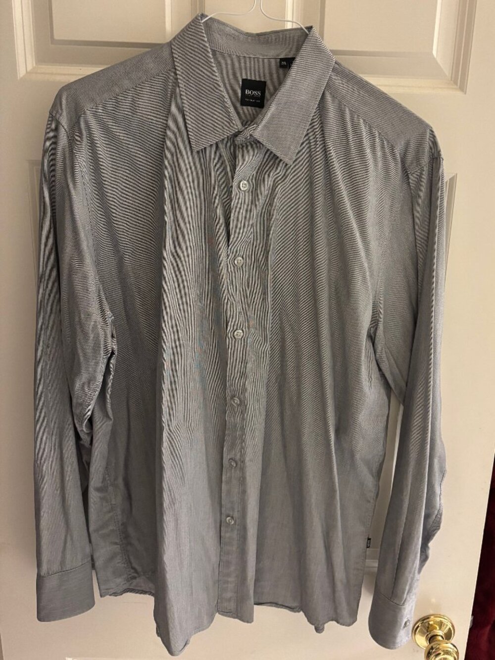 Hugo Boss 100% Cotton Gray Dress Shirt 2XL